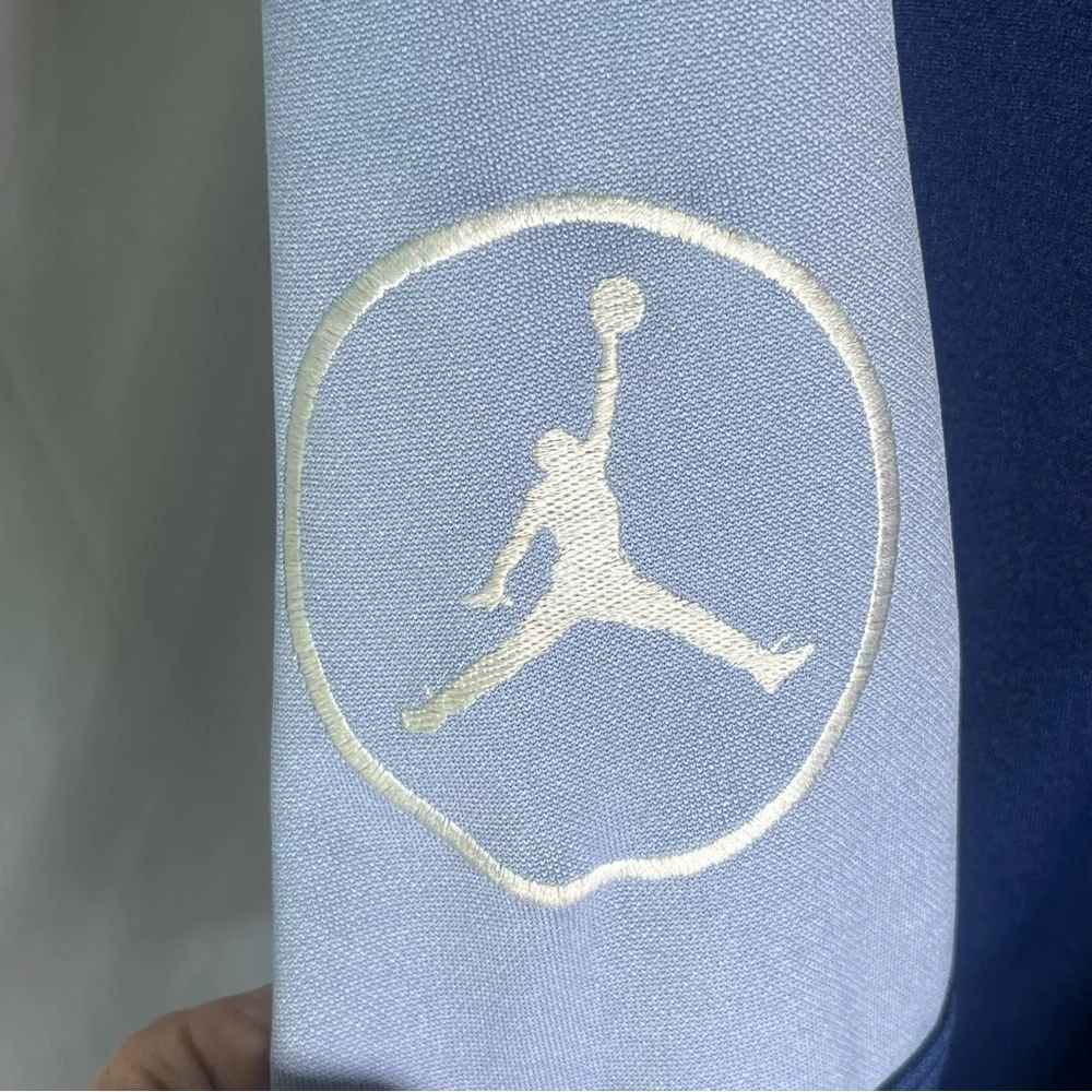 Air Jordan Vintage Retro Snap‎ Front Jacket Navy Light Blue Red Large Bball Nike